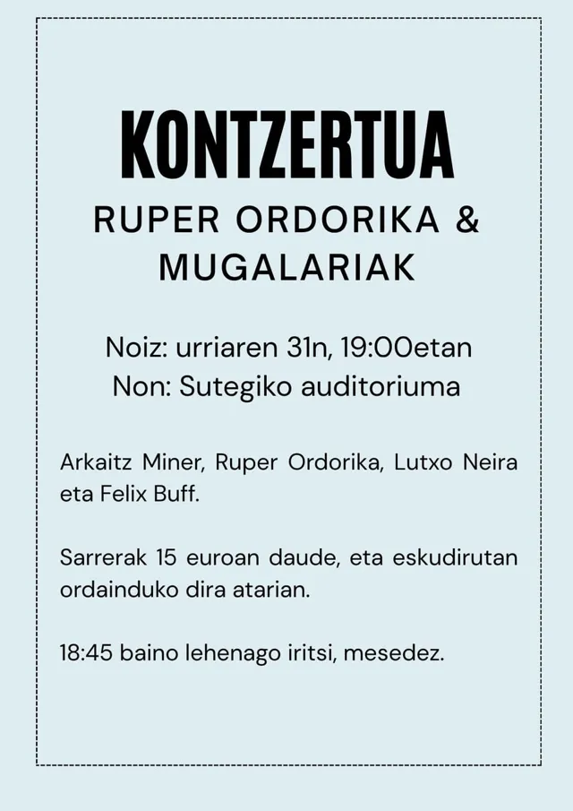 Booktegi Jaialdia 2026: Ruper Ordorika & Mugalariak