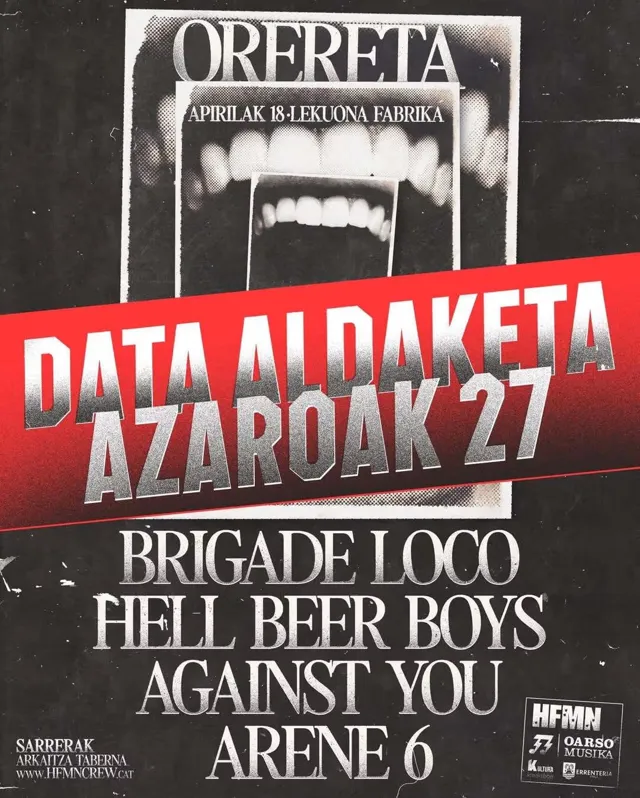 Brigade Loco + Hell Beer Boys + Against You + Arene 6