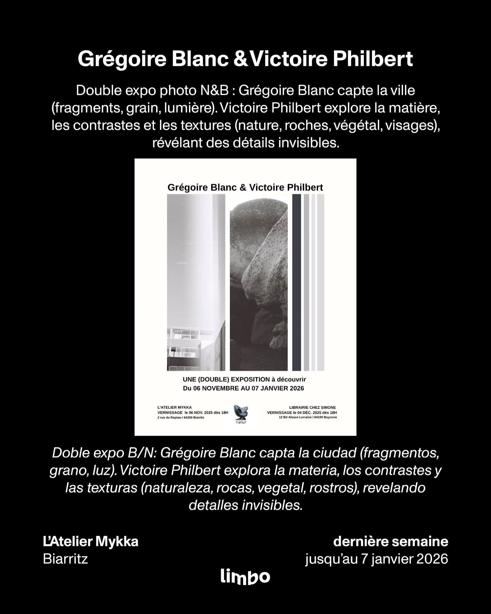 Grégoire Blanc & Victoire Philbert — Double expo photo N&B